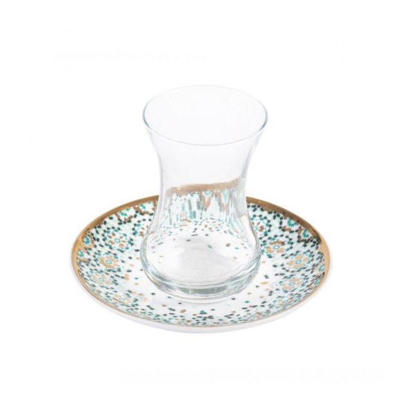 Gift Box Of 6 Mirrors Teacups - Emerald Green