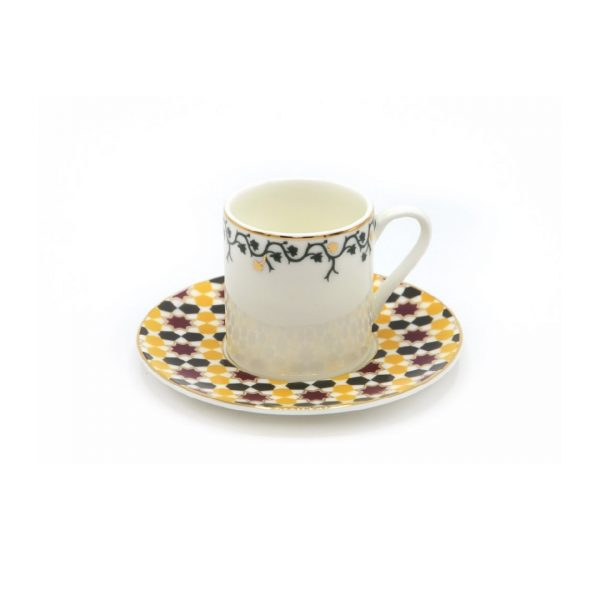 Set of 6 Emm Ali Espresso Cups and Saucers