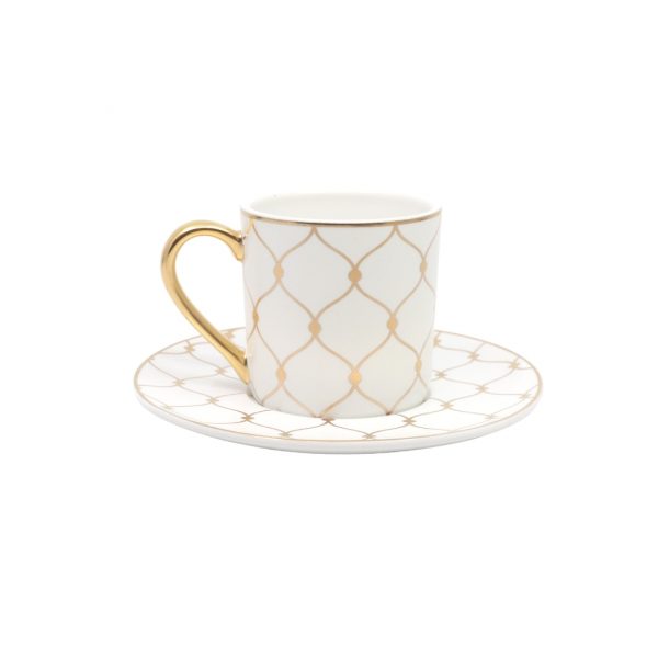 Set of 6 Lattice Espresso Cups & Saucers