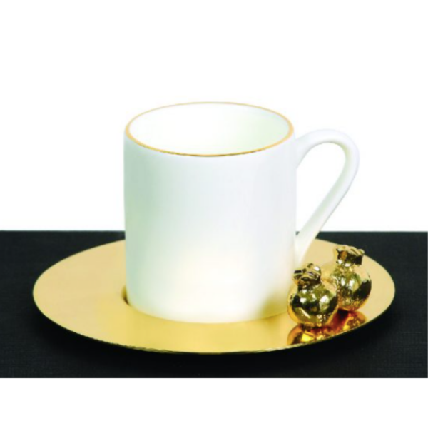 Set of 6 3D Pomegranate Espresso Cups - Gold
