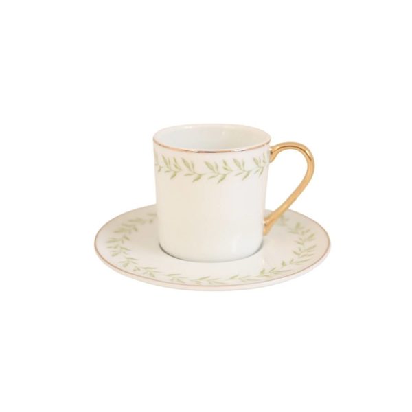 Set Of 6 Olive Espresso Cups & Saucers