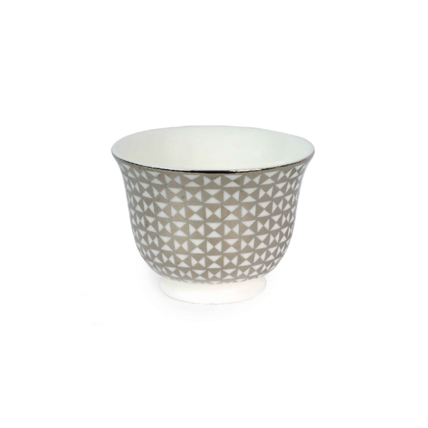 Set Of 6 Tri Platinum Arabic Coffee Cups