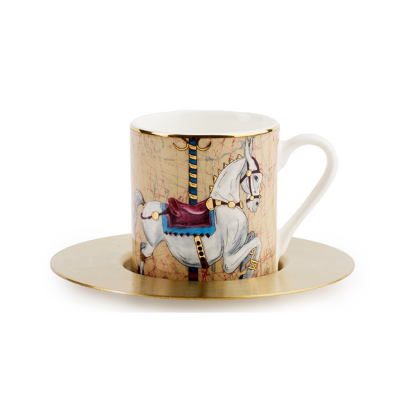 Set Of 6 In Good Times Espresso Cups & Saucers