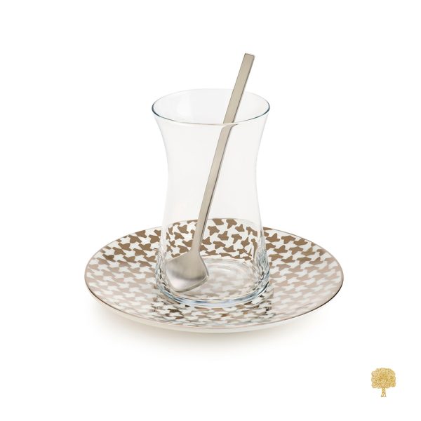 Set of 6 Alhambra Platinum Tea cups and saucers (Istikana)