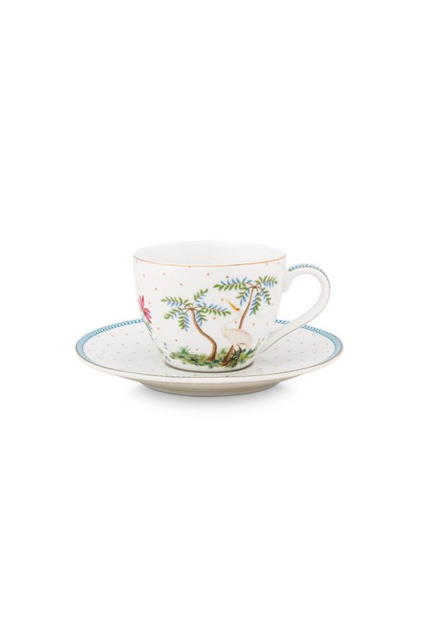 Set of six Jolie Espresso Cup & Saucer Dots Gold