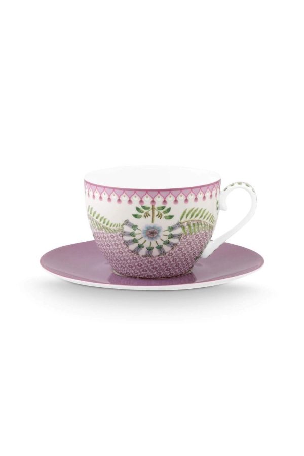 Lily & Lotus Cappuccino Cup & Saucer Lilac S6