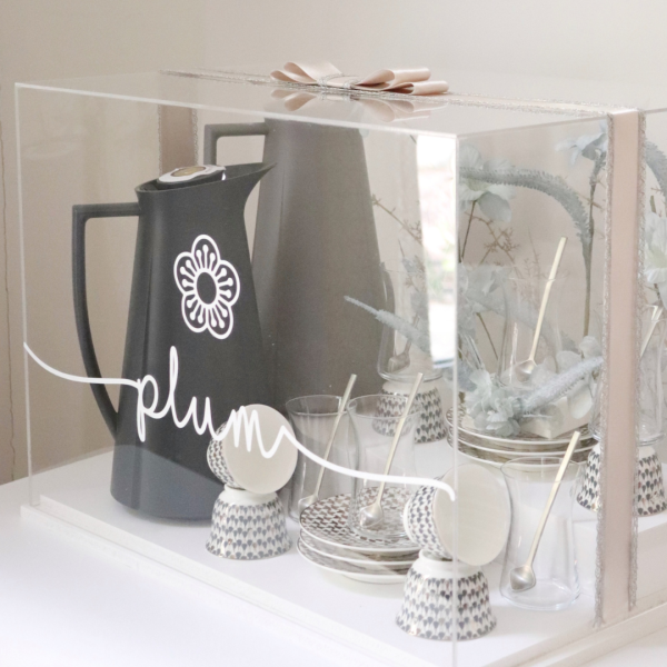 Zarina Alhambra Silver Set of 6 Plum Large Acrylic Gift Box